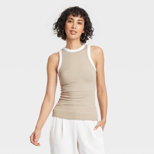 Women's Slim Fit Ribbed Tank Top - A New Day™ - 1 of 4