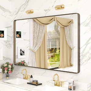 Apmir 48 in. W x 30 in. H Rectangular Aluminum Alloy Framed and Tempered Glass Wall Mirror in Brushed Bronze - 1 of 4