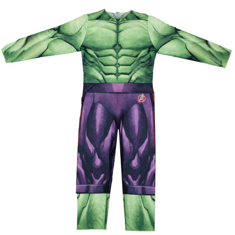 Kids' Marvel Hulk Muscle Chest Halloween Costume Jumpsuit with Mask, 3 of 9