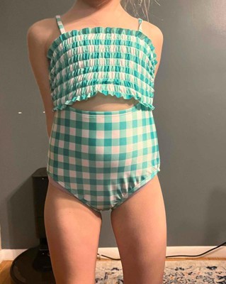 Girls' Gingham Check One Piece Swimsuit - Cat & Jack™ Green M Plus : Target