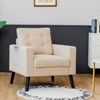 Tangkula Modern Armrest Accent Single Sofa Upholstered Living Room Chair with 2 Side Pockets Beige - 2 of 4