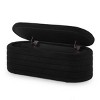 Oval Storage Ottoman Bench,Upholstered Teddy Fabric Footstools,End Of Bed Stool With Safety Hinge For Bedroom, Living Room, Entryway-Cuddlewood - 4 of 4