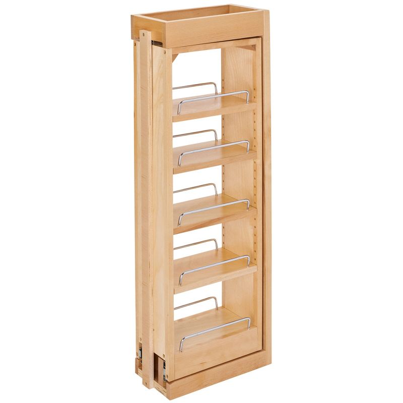 Rev-A-Shelf 6"W x 33"H Pull Out Quad Shelf Organizer for Wall & Base Kitchen Cabinets, Full Extension Filler Spice Rack, Adjustable, Wood, 432-WF33-6C, 1 of 8