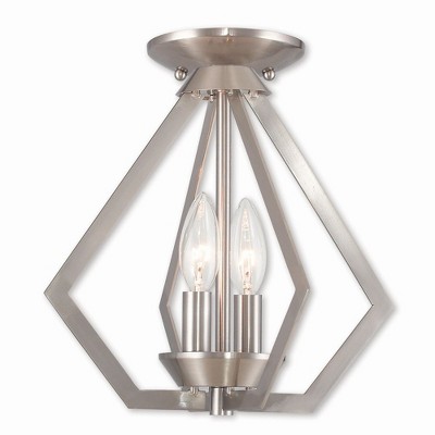 Brushed Nickel Mini Geometric 2-Light Chandelier