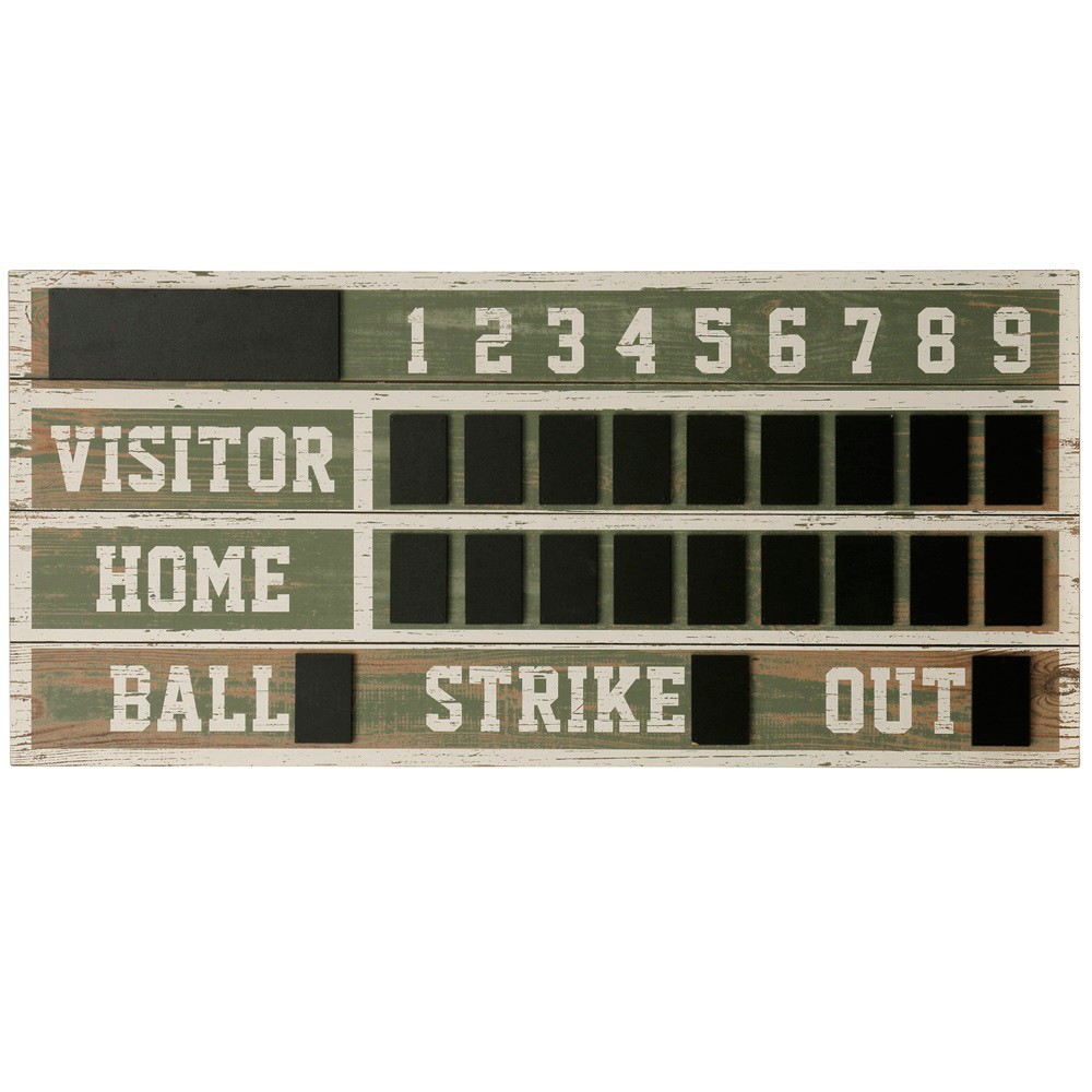 Photos - Other Decoration StyleCraft 48" Wooden Scoreboard Decorative Wall Art - : Vintage Pine & MDF, Sports Theme 