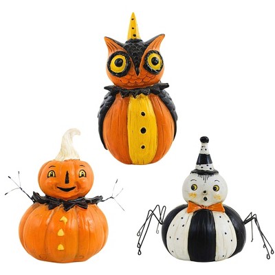 Transpac 4.25 In Pumpkin Peeps Figures Johanna Parker Halloween Pumpkin Spider Owl Animal Figurines