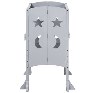 TopComfy Foldable Wooden Step Stool with Safety Rail and Support Handles for Kids Kitchen Bathroom Cooking Hand Washing, Grey, 40.7"*21.1"*4.9" - 1 of 4