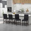 Tangkula Set of 4 Bar Stools 24" Counter Height Pub Kitchen Chairs w/ Rubber Wood Legs - 2 of 4