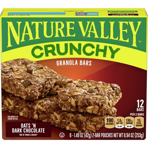 Nature Valley Crunchy Oats N Dark Chocolate Granola Bars 6ct Target