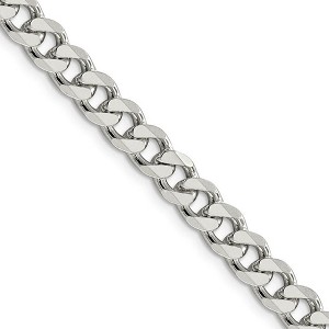 Black Bow Jewelry Men's 7mm, Sterling Silver Solid Pave Curb Chain Necklace - 1 of 4