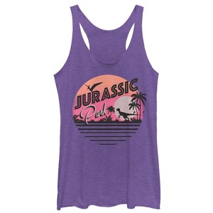 Women's Jurassic Park Retro Postcard Racerback Tank Top - 1 of 3
