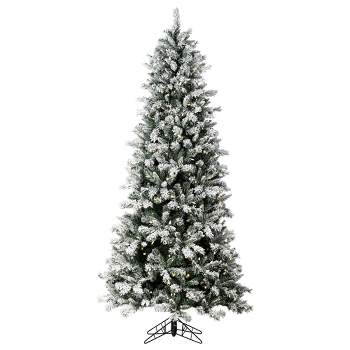 Vickerman 7.5' x 42" Frosted Glacier Pine Artificial Christmas Tree with Warm White Mini Lights.