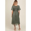 Pinkblush Olive Floral Lace Smocked Maternity Midi Dress - 4 of 4