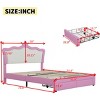 Streamdale Full Size Upholstered Bed Frame with LED Lights, Modern Upholstered Princess Bed with Crown Headboard, 2 Drawers, Pink+White - 2 of 4