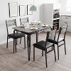 5-Piece Farmhouse Dining Table Set for 4 with Wood Tabletop and PU Upholstered Chairs, Kitchen Table and Chairs for Living Room and Dining Room - 3 of 4