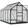 Outsunny Polycarbonate Greenhouse, Heavy Duty Outdoor Aluminum Walk-in Green House Kit with Vent & Door for Backyard Garden - 4 of 4