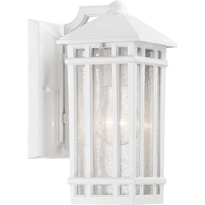 Kathy Ireland Sierra Craftsman Mission Outdoor Wall Light Fixture White 10 1/2" Frosted Seeded Glass for Post Exterior Barn Deck House Porch Yard Home, 5 of 8