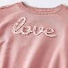 Baby Girls' Love Sweatshirt Romper - Cloud Island™ Pink - 3 of 4