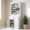 two Tall Bathroom Storage Cabinet with 4 Doors, 4 Drawers, Open Shelves & Adjustable Storage, 63-Inch Wide - 3 of 4