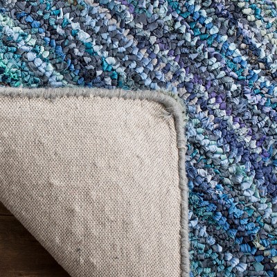 Handmade Blue Wool Square Tufted Area Rug 6'x6'