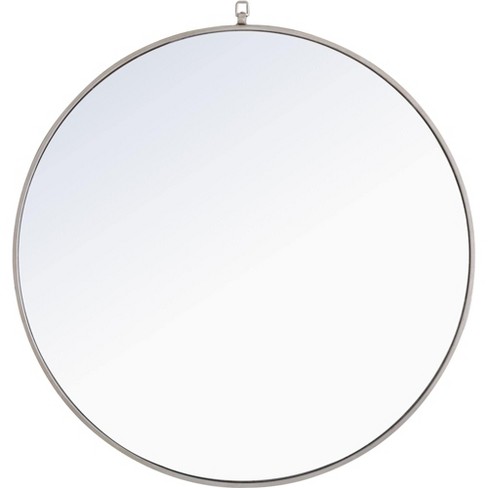 Elegant Lighting Metal frame Round Mirror with decorative hook 42 inch Silver finish - image 1 of 4