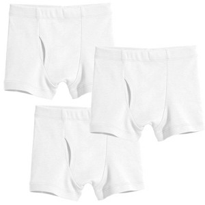 City Threads Boys 100% Organic Cotton Boxer Briefs, 3-Pack - USA-Made, 4T, White - 1 of 4
