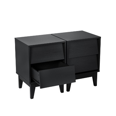 NicBex Modern Wooden Nightstand Bedside Table Set of 2 with 4 Drawers for Bedroom and Living Room