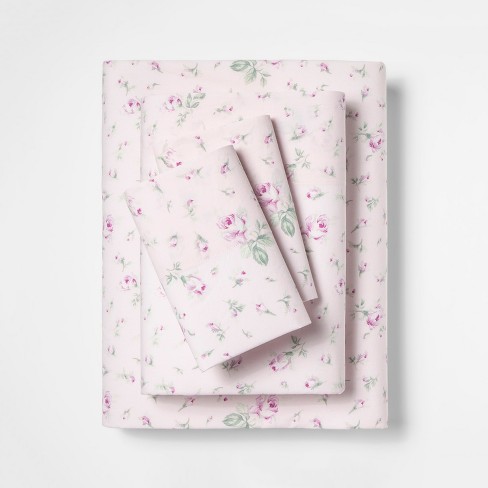 Twin Cotton Floral Print Sheet Set Pink Simply Shabby Chic Target