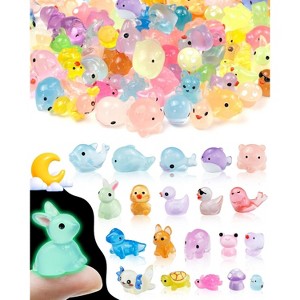 100PCS Glow in The Dark Animal Figures - 20 Styles Mini Resin Animals for DIY Crafts & Decor - 1 of 4