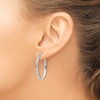Black Bow Jewelry 3mm x 29mm White Rhodium Plated 14k Yellow Gold Oval Hoop Earrings - 3 of 4