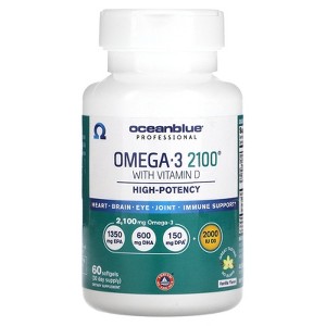 Oceanblue Professional Omega-3 2100 – 60 ct – Triple Strength Burpless Fish Oil Supplement with High-Potency EPA, DHA, DPA and Vitamin D3 – - 1 of 2
