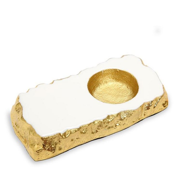 Classic Touch White Marble Tea Light Holder Gold Edged - 5.25"L x 2.75"W, 2 of 4