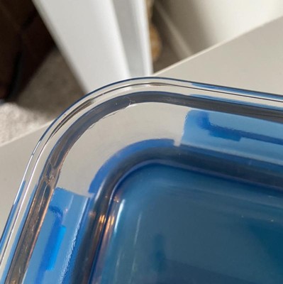 MealBox™ 5.8-cup Divided Glass Food Storage Container with Blue Lid