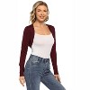 Coolmee Women Long Sleeve Cardigan Jacket Knit Sweaters Cropped Open Front Bolero Shrug - 2 of 4