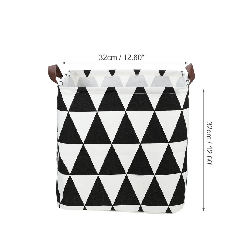 Unique Bargains Foldable Square Laundry Basket 1831 Cubic-in Black White 1 Pc Triangle, 3 of 7
