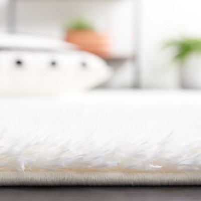 Ivory Square Shag Rug 6'7" x 6'7" Synthetic