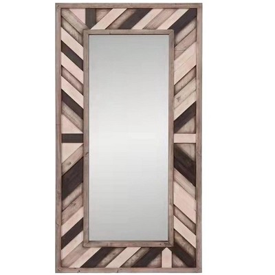 HomeRoots 71" Ivory and Gray Wood Framed Leaning Accent Mirror