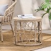 Coolbibila Outdoor Patio Natural Rattan Side Table,Bohemian Style Round Coffee Table,Polyethylene Rattan Woven Patio Coffee Table - 3 of 4
