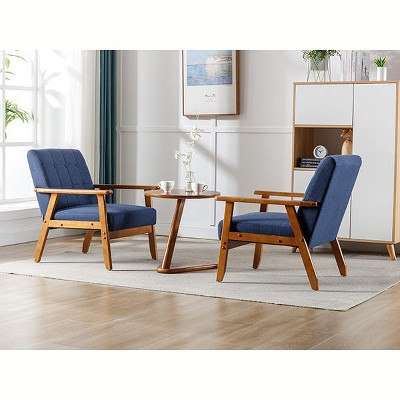 Dolonm Accent Chairs with Side Table, Wood and Fabric Armchairs Side Chair, Lounge Reading Comfy Arm Chair