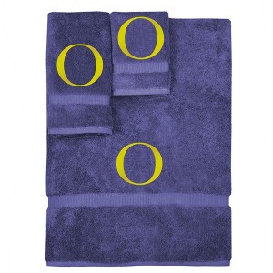 BC BARE COTTON Monogrammed Towel Set, Personalized Gift, Set of 3 - Navy - Gold Block - 1 of 4