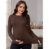 INSPIRE CHIC Women's Maternity Long Sleeve T-shirts Crew Neck Yoga Blouse Pregnancy Tee Clothes - 3 of 4