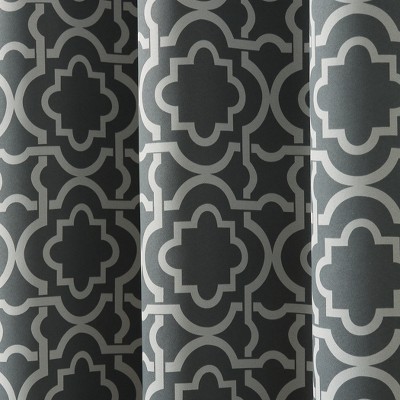 Gray Trellis Blackout Grommet Curtain Panel, 40" x 84"