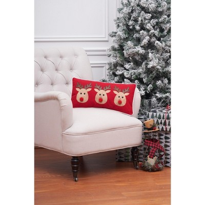 Reindeer Games Applique Christmas Holiday Throw Pillow