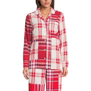 Lands' End Women's Long Sleeve Print Flannel Pajama Top - 1 of 3