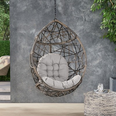Coolbibila-Rattan Egg Chair For Outside, Egg Chair Hanging, Egg Chair With Metal Frame, Egg Chair Swing With Plush Water-Resistant Cushions
