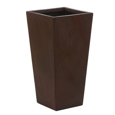 LuxenHome Square Tapered 18.5" H House Planters, Indoor & Outdoor Brown