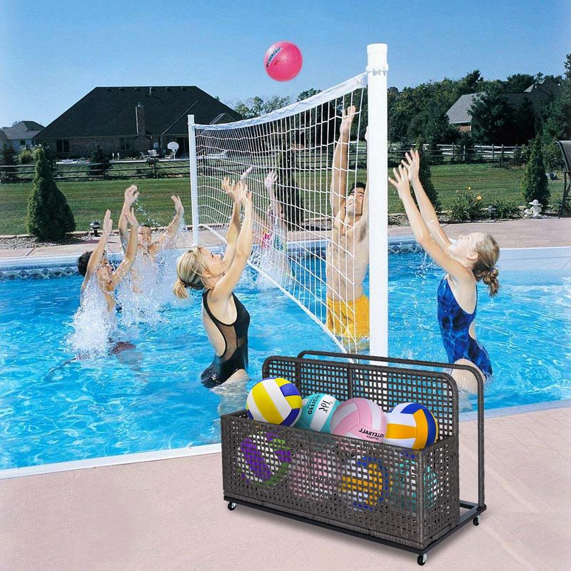 Whizmax Poolside Float Storage, Patio Poolside Float Storage Basket, PE Rattan Outdoor Pool Caddy with Rolling Wheels for Floaties, Patio, Pool, 2 of 8