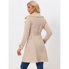 Allegra K Women's Faux Suede Notched Lapel Strap Cuff Solid Double Breasted Tie Belt Trench Coat - 4 of 4