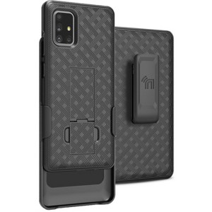 Nakedcellphone Case with Stand and Belt Clip Holster for Verizon Samsung Galaxy A71 5G UW - Black - 1 of 4