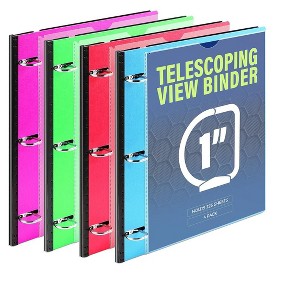 Itopfox 4-Pack Expandable Flexible 3 Ring Binder, Patented Design for Easy Portability, 225 Sheets, 4 Bright Colors Perfect for School, Office & Home - 1 of 4